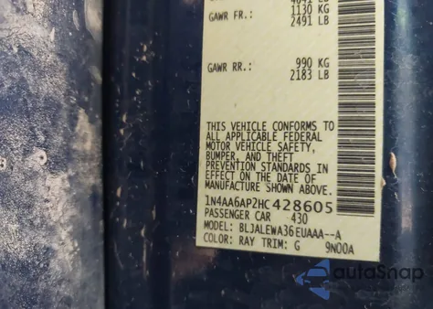 2017 Nissan Maxima 3.5 Sl from USA, damaged, VIN 1N4AA6AP2HC428605